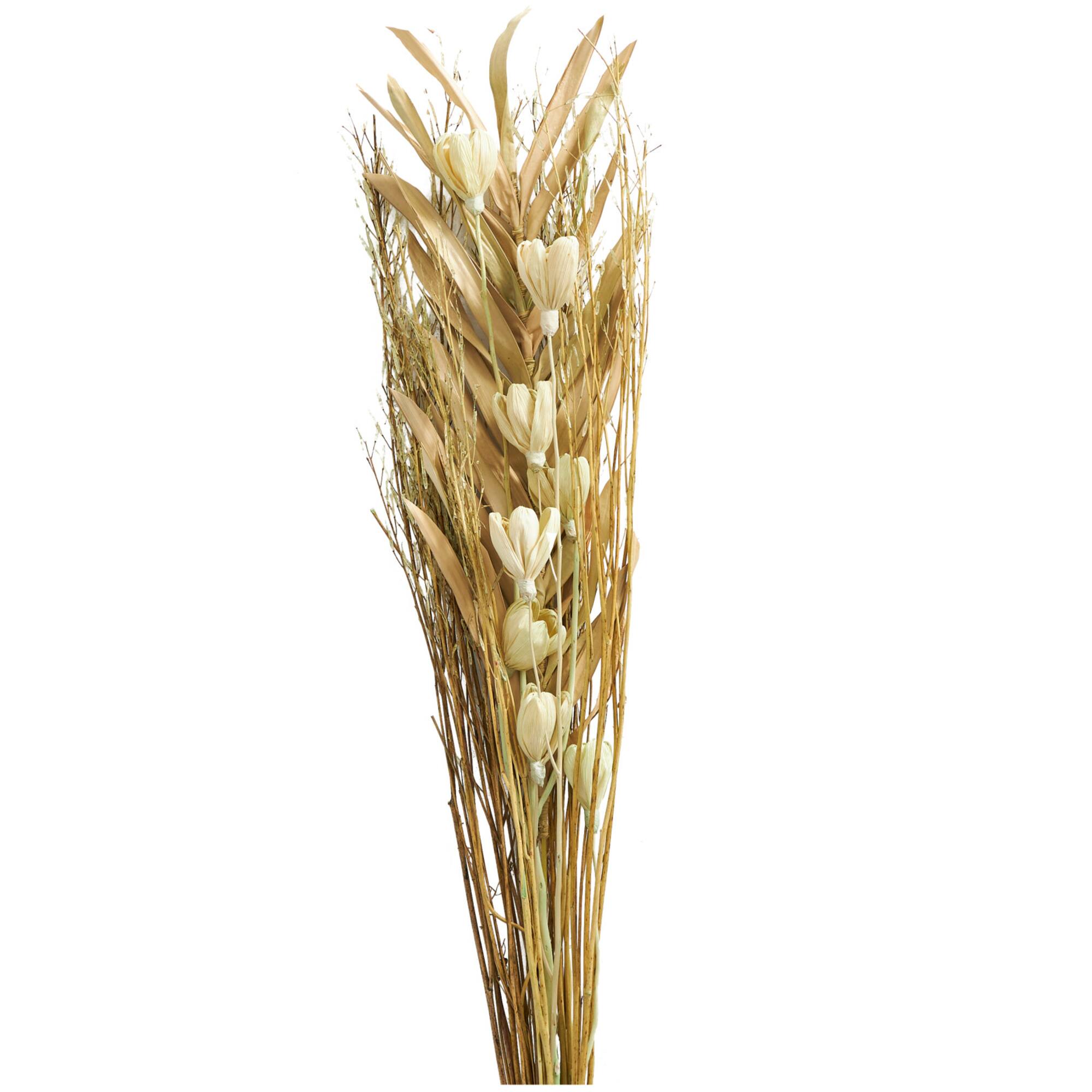 41" Light Brown Dried Plant Floral Bouquet Palm Leaf Natural Foliage with Branches